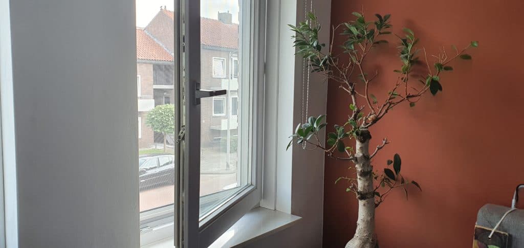 Inzethor achter open raam